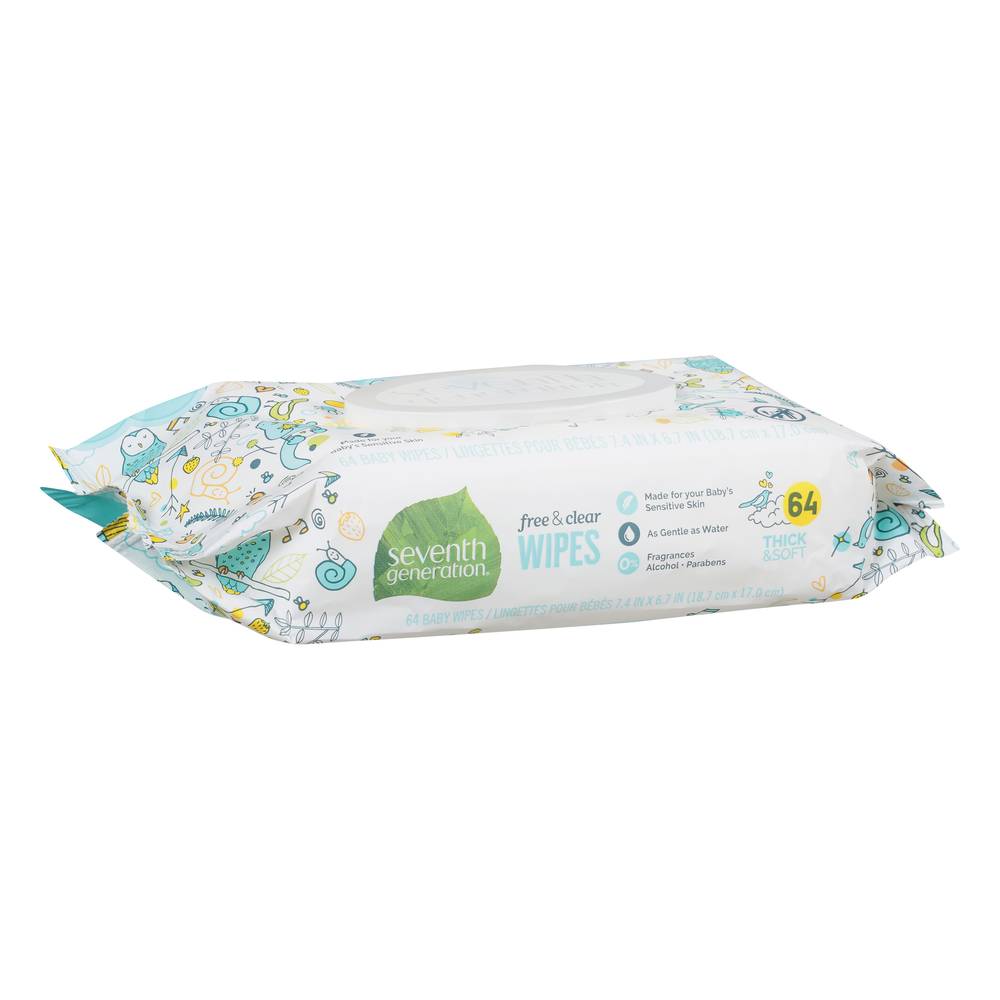 Seventh Generation Free & Clear Sensitive Skin Wipes ( 64 ct )