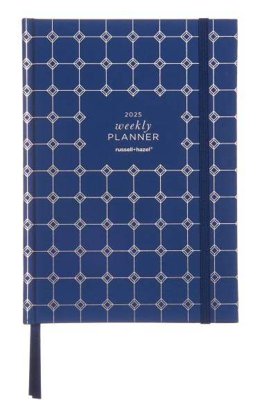 2025 Russell & Hazel Weekly/Monthly Hardcover Casebound Planner, 5-15/16" x 8-3/8", Navy/Gold Foil, January 2025 To December 2025