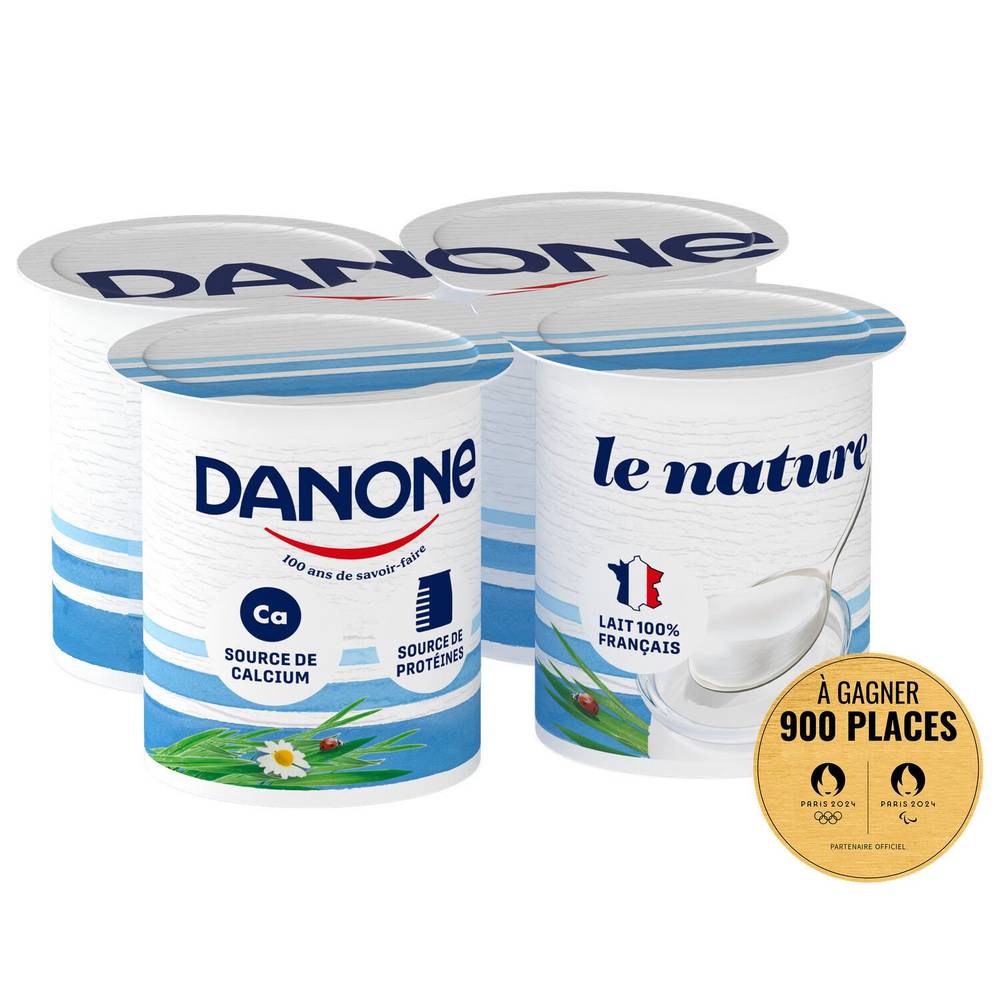 Yaourt nature DANONE - les 4 pots de 125g