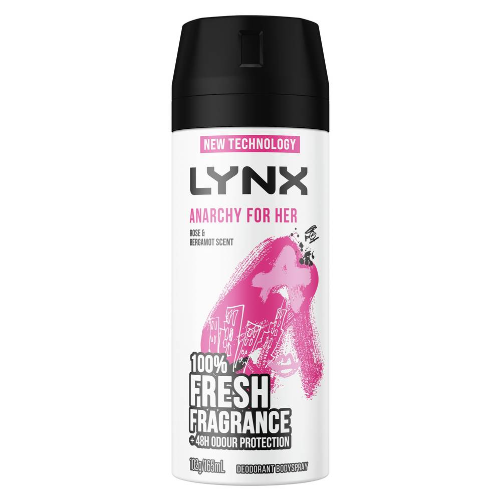 Lynx Anarchy For Her Deodorant Bodyspray, Rose & Bergamot (165mL)