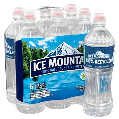 Ice Mountain Spring Water - 6 Pack/23.7 Fl Oz Sport Cap Bottles with Flip Cap