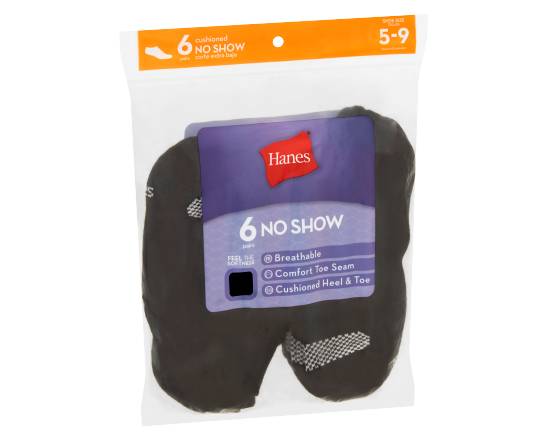 Hanes Women's Cool Comfort No Show Socks (5-9) (black )