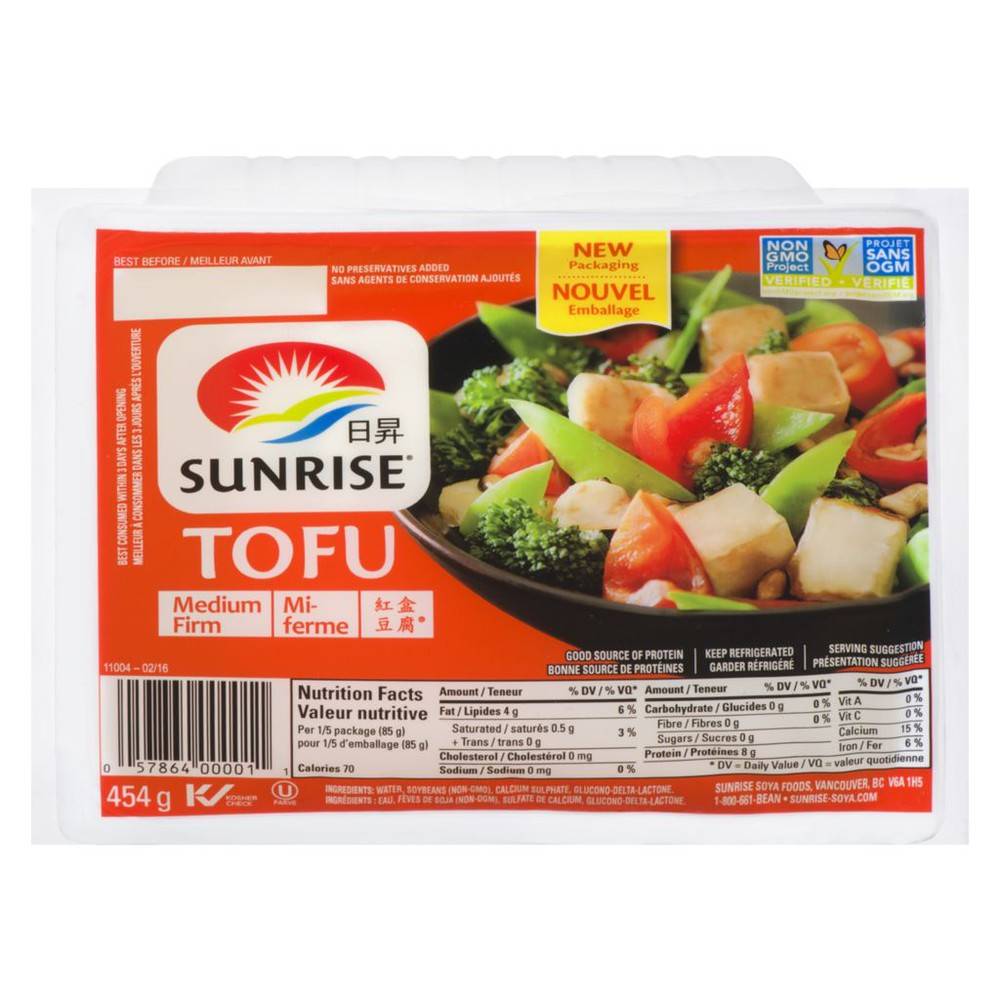 Sunrise Tofu Medium Firm (454 g)