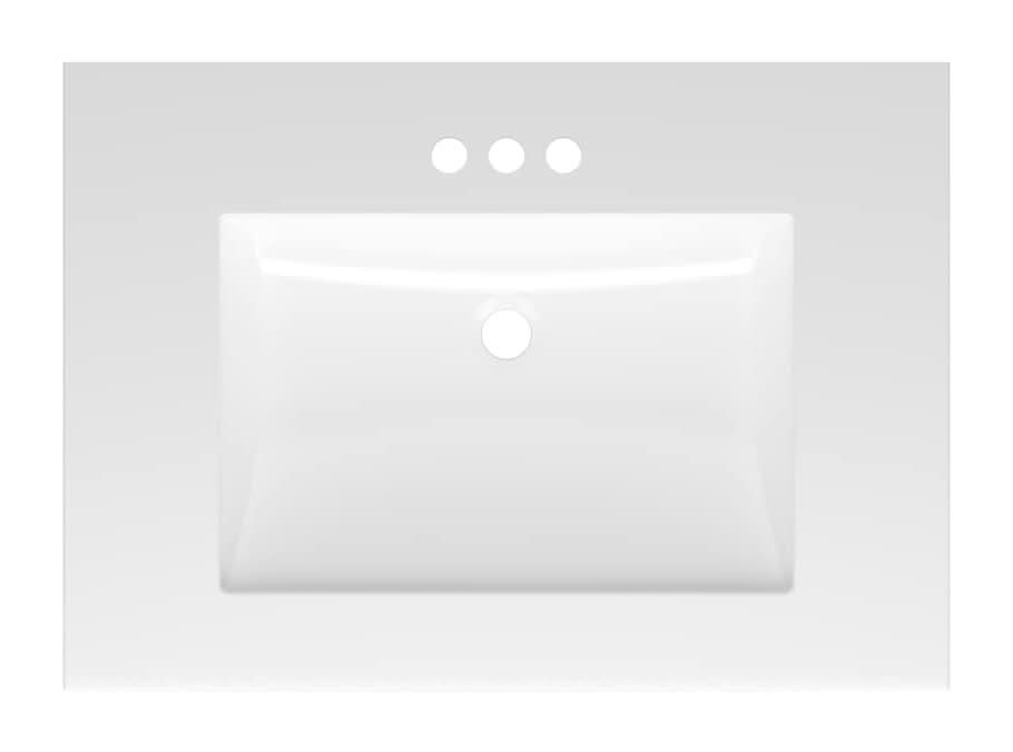 Project Source 31-in White Cultured Marble Single Sink 4-in Centerset Faucet Mount Bathroom Vanity Top