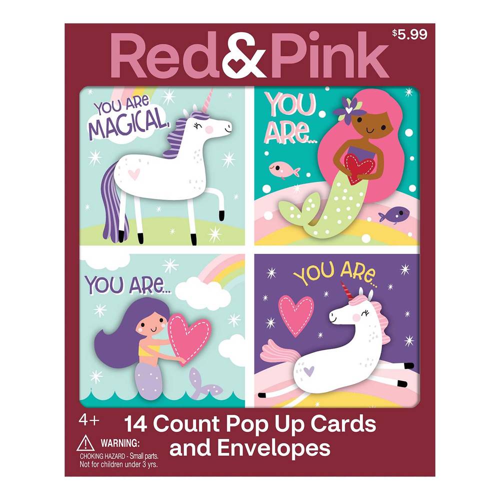 Magical Valentine's Day Children's Pop-Up Exchange Cards & Envelopes, 14ct