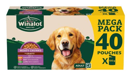 Winalot Assorted, Adult, Mixed in Gravy Wet Dog Food Pouches (40 x 100g)