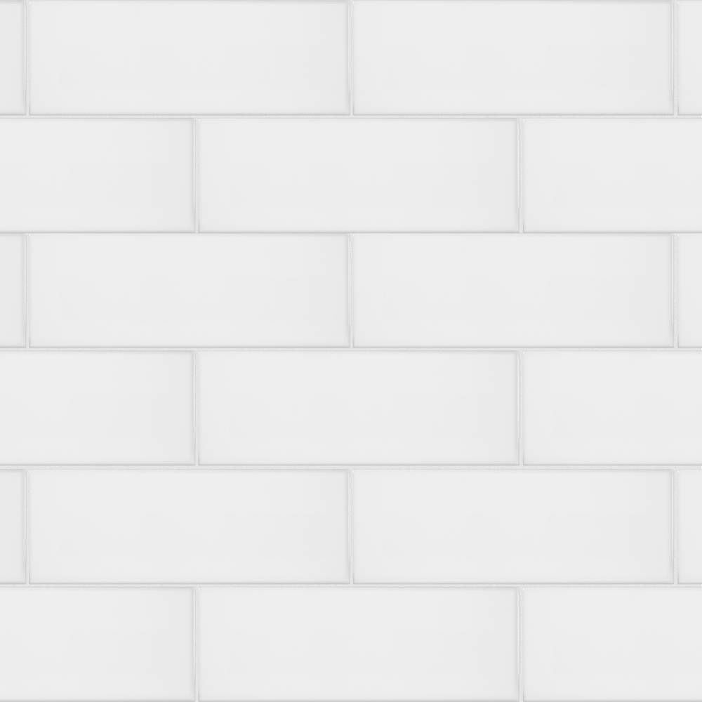 Satori Hudson Brilliant White 4-in x 8-in Glossy Ceramic Subway Wall Tile (0.21-sq. ft/ Piece) | 1001-0199-2