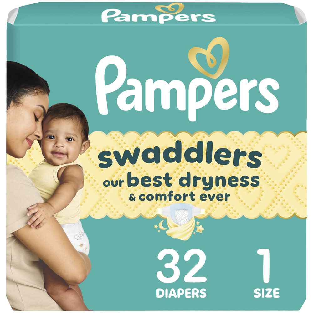 Pampers Swaddlers Diapers, 1 (1.5 lbs, 32 ct)