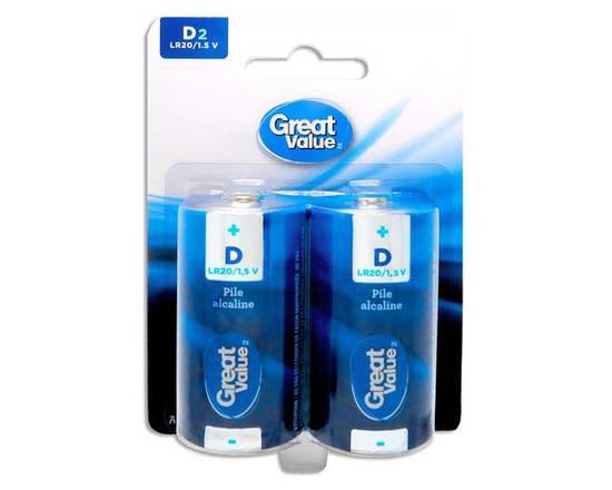 Great Value · D Alkaline Plies - Great Value D Alkaline Battery 2 Pack