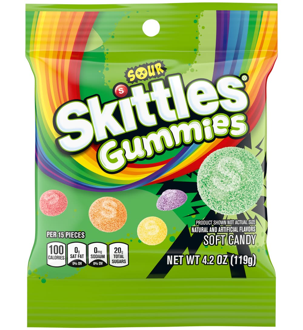 Skittles Sour Tart Gummy Candy, Assorted (4.2 oz)
