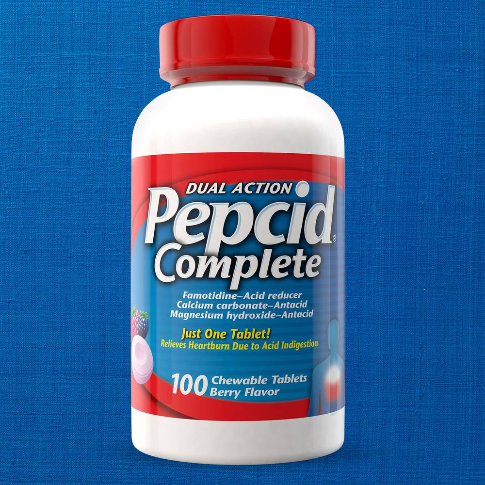 Dual Action Pepcid Complete Acid Reducer + Antacid, 100 Chewable Tablets