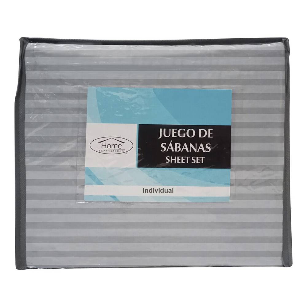 Home expressions sábanas embossed stripes gris individual (1 pieza)