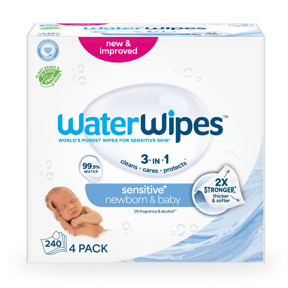WaterWipes Sensitive Disposable Baby Wipes, 7.0x6.6 in (4 ct)