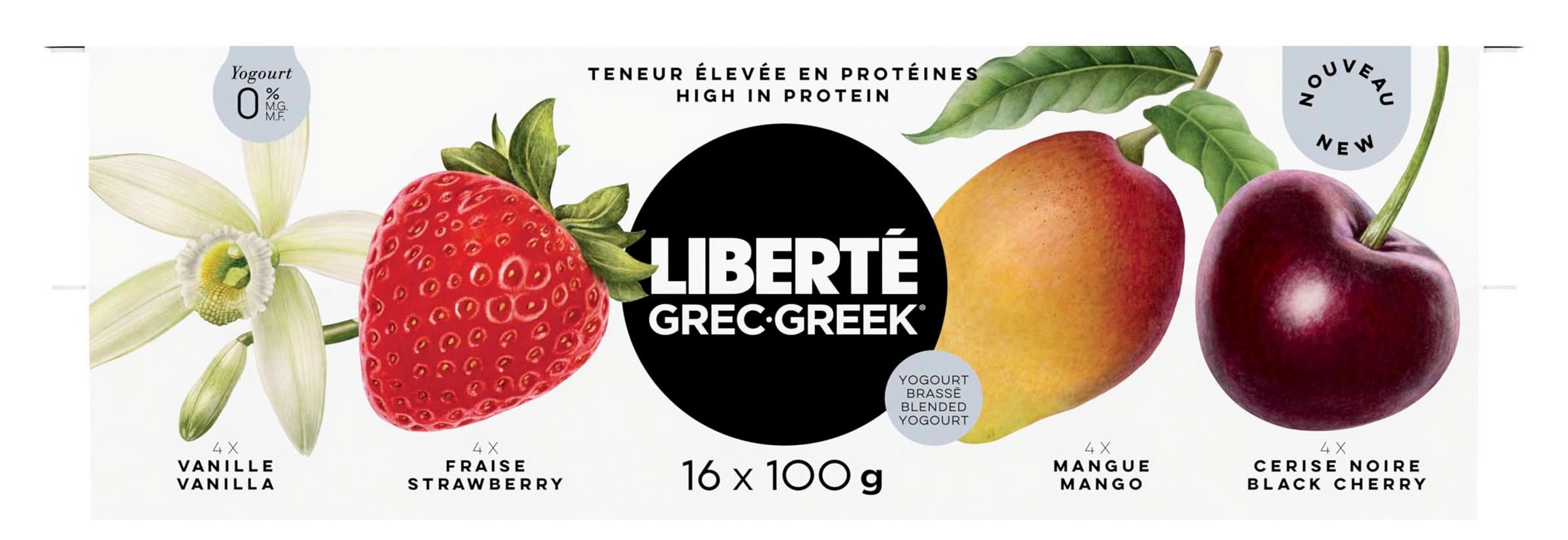 Liberté grec yogourt 0% teneur élevée en protéines - greek 0% yogurt high protein (16 pièces) (assortis)