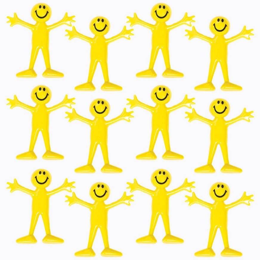 Party City Bendable Smiley Men Favor pack, Unisex, Multi (12 ct)