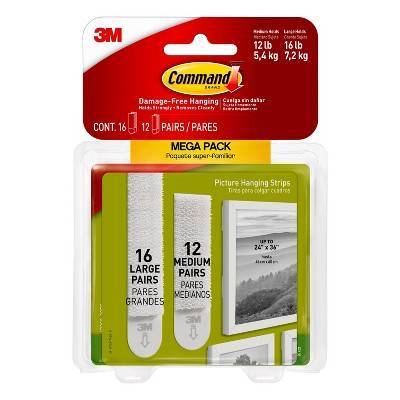 Command Medium and Large Picture Hanging Strips, 12 Sets Of Medium