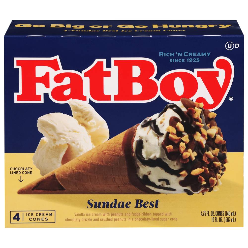 Fatboy Premium Sundae Best Ice Cream Cones (4 ct)