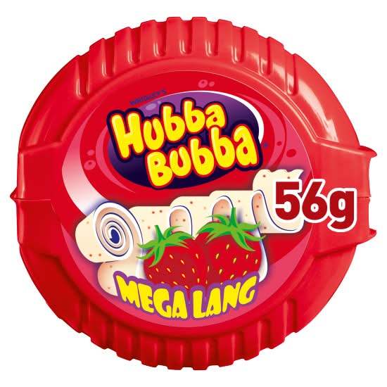 Hubba Bubba Strawberry, Snappy Bubble Gum Mega Long Tape (56g)