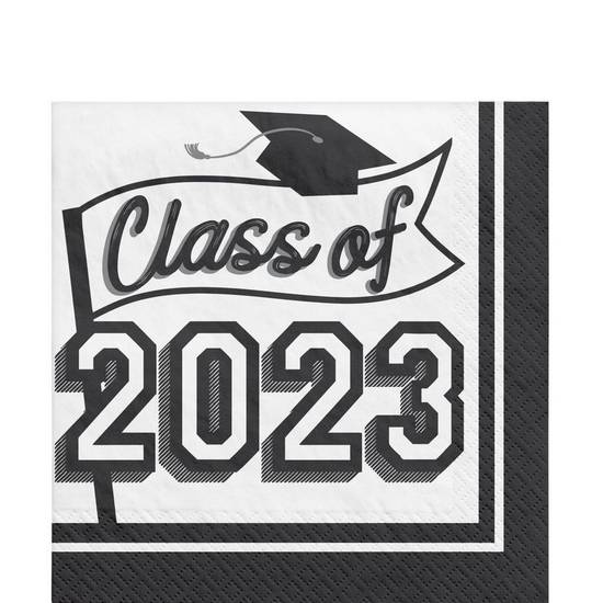 White Class of 2023 Graduation Paper Lunch Napkins, 6.5in, 40ct - True to Your School