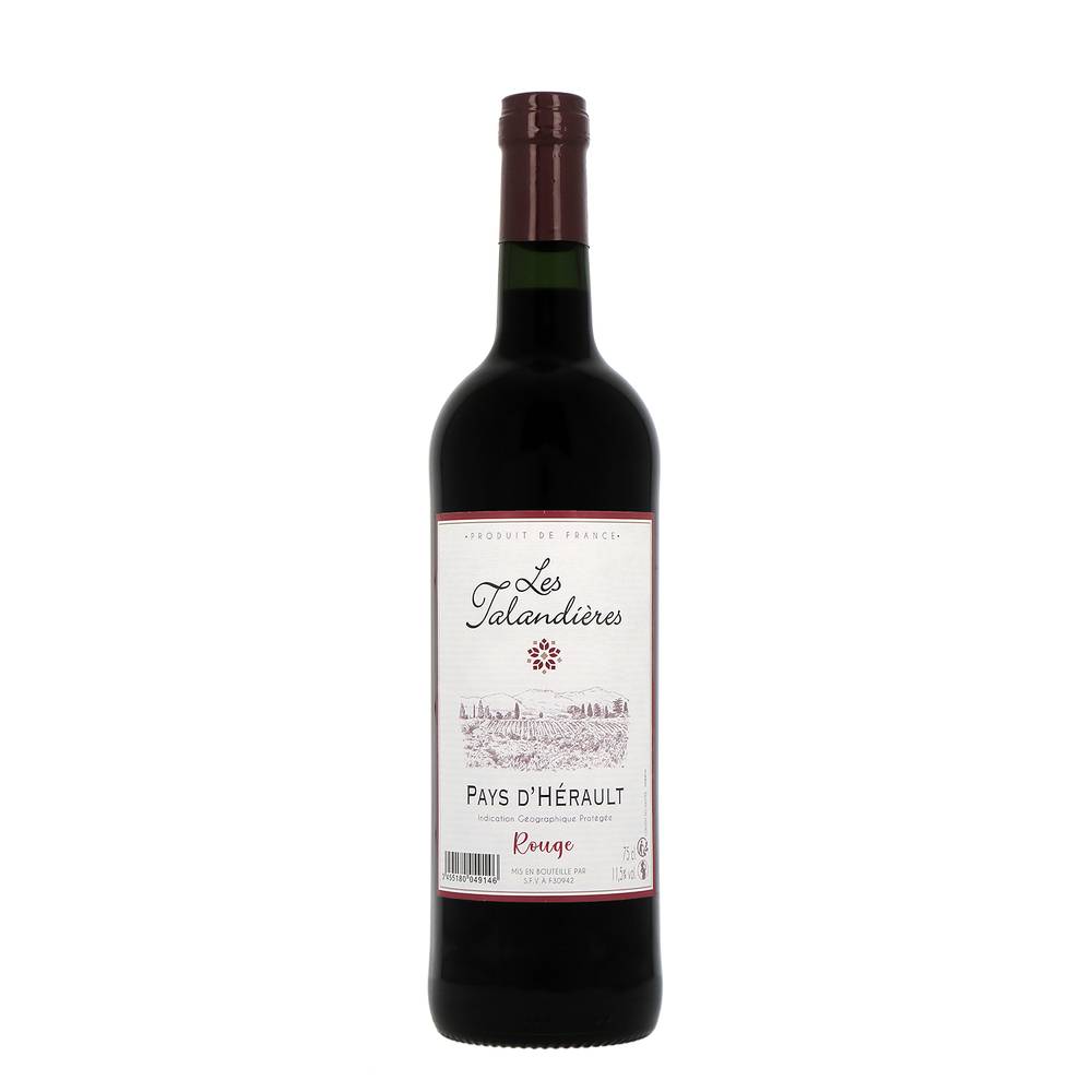 Les Talandières - Vin rouge pays d'hérault merlot domestique (750ml)