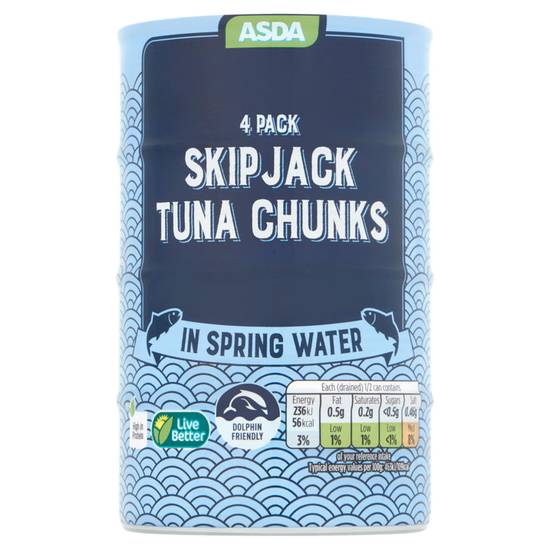 ASDA Skipjack Tuna Chunks in Spring Water 4 X 145g