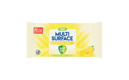 ASDA Multi Surface Cleaning Wipes Anti Bac Lemon 60pk