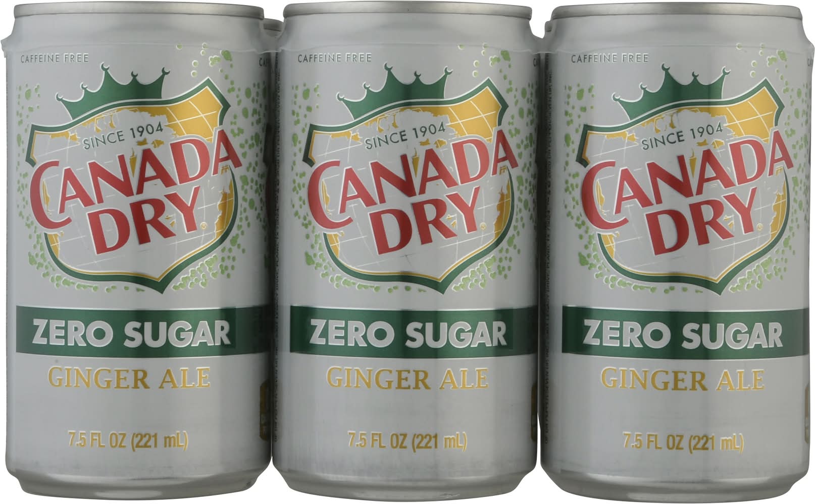 Canada Dry Caffeine Free Zero Sugar Ginger Ale (6 x 7.5 fl oz)