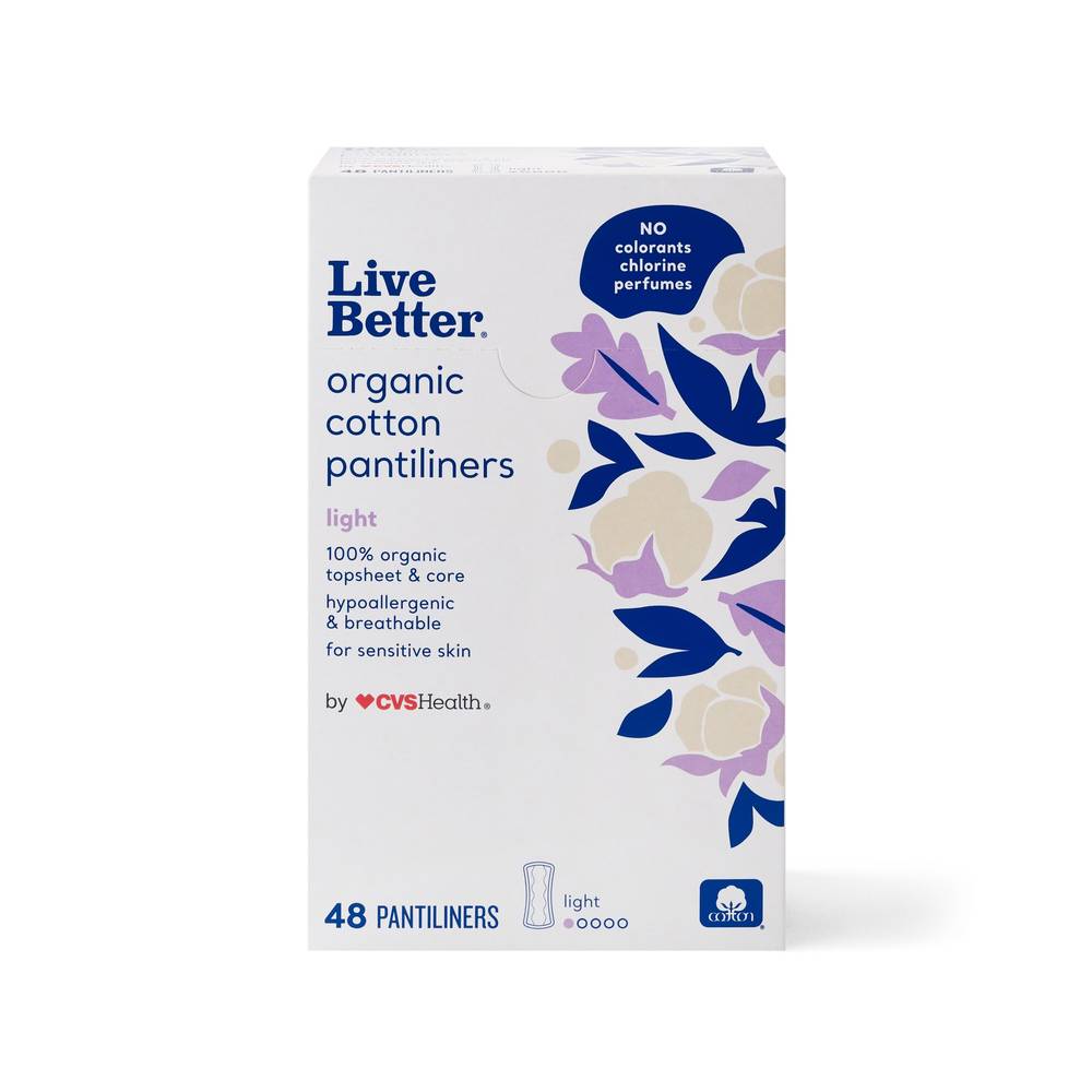 Cvs Live Better Organic Cotton Pantiliners, Light, 48 Ct