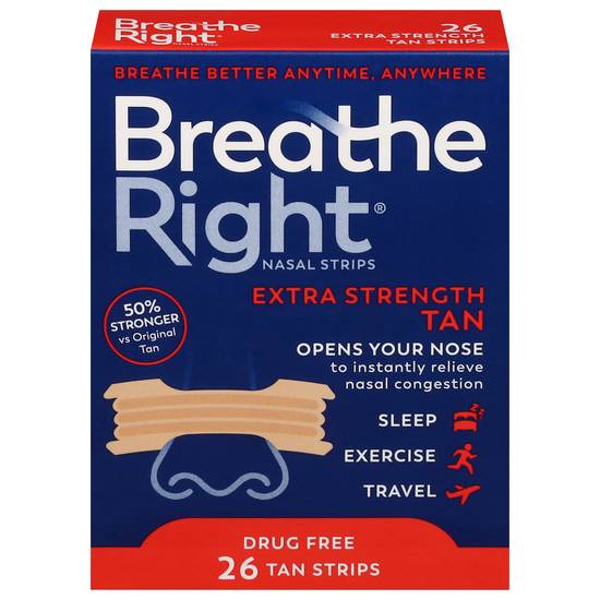 Breathe Right Extra Strength Nasal Congestion Relief Strips (26 ct)