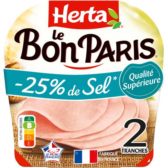 Herta - Le bon Paris  jambon de porc -25% de sel (2 pièces)