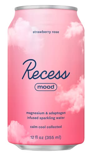 Recess Mood Infused Strawberry Rose Sparkling Water 12oz Can