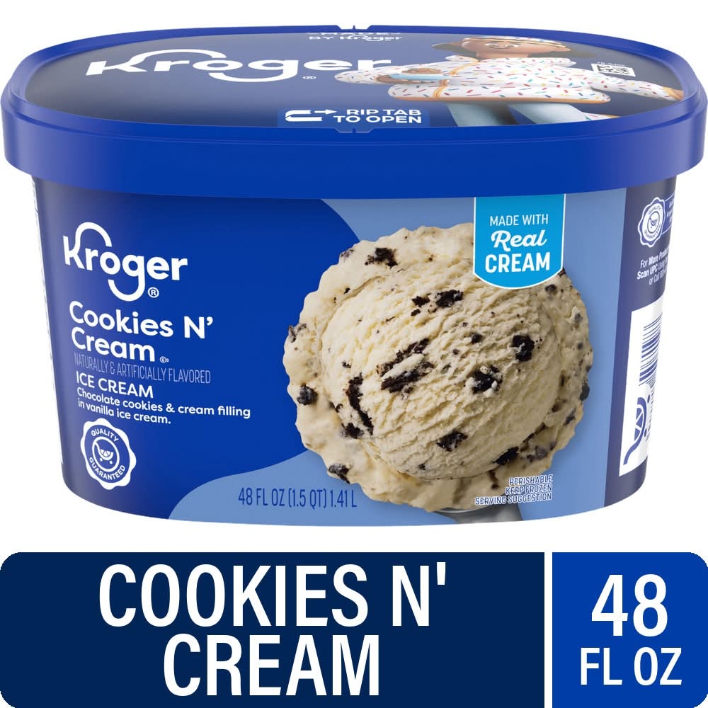 Kroger Ice Cream, Cookies N' Cream (48 fl oz)