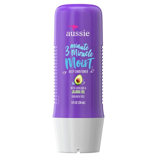 Aussie Paraben-Free Miracle Moist 3 Minute Miracle with Avocado for Dry Hair Repair (8 oz)