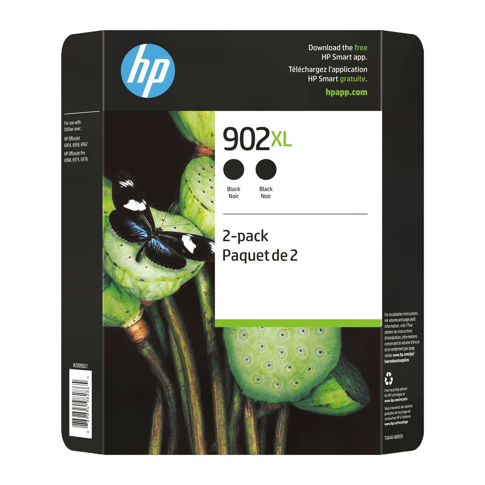 Hp 902Xl Black High Yield Ink Cartridges (T0A40Bn) Twin-Pack