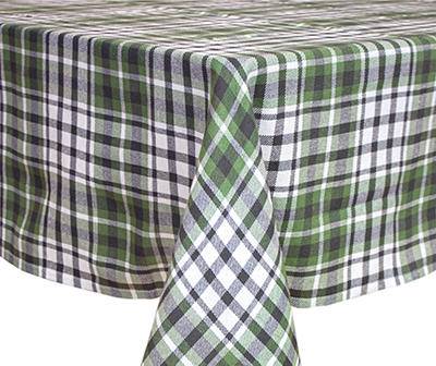 Cuisinart Plaid Fabric Tablecloth, 60" x 84", Oil Green -Black