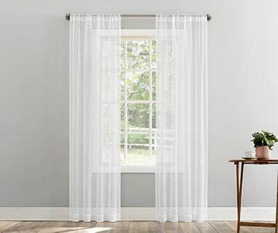 Boucle Light-Filtering Rod Pocket Curtain Panel, 63 In, Tinsley White