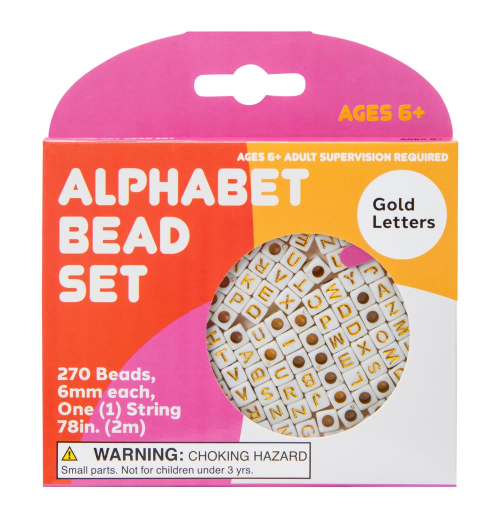Alphabet Beads Set 270-Count Gold