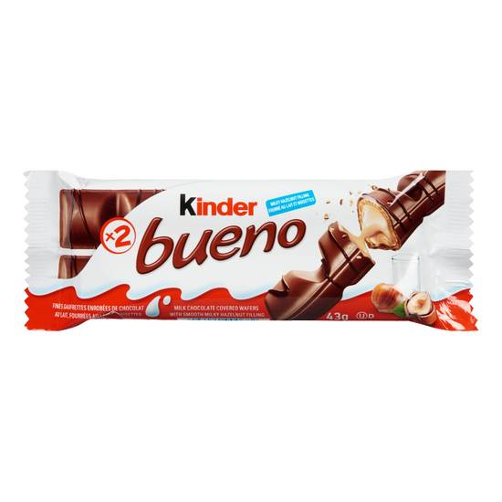 Kinder fines gaufrettes enrobées de chocolat au lait et fourrées au lait et noisettes (43 g) - bueno milk chocolate wafers (43 g)
