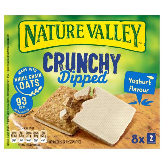 Nature Valley Crunchy Dipped Cereal Bars Oats & Yoghurt Flavour 8 X 20g (160g)