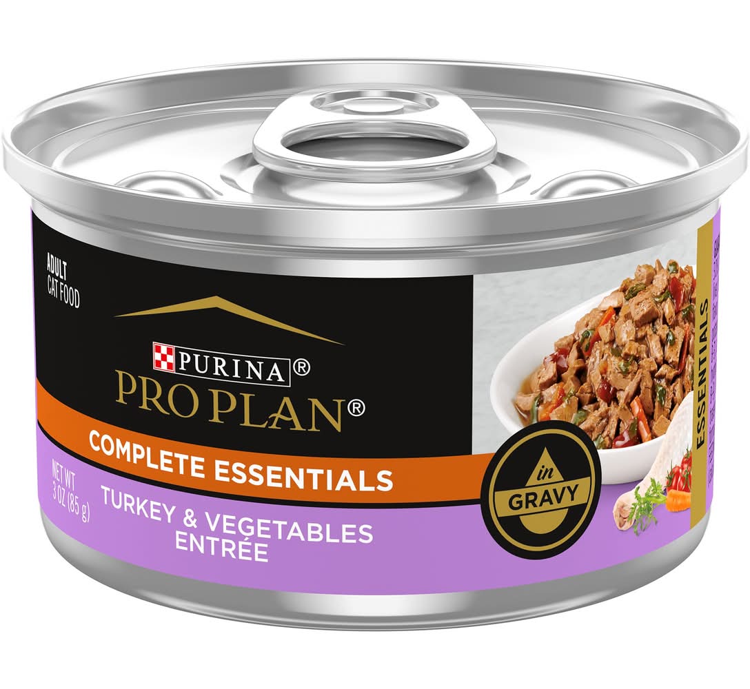 Purina® Pro Plan Complete Essentials Adult Wet Cat Food - In Gravy, 3 Oz (Flavor: Turkey & Vegetable, Color: Assorted, Size: 3 Oz)