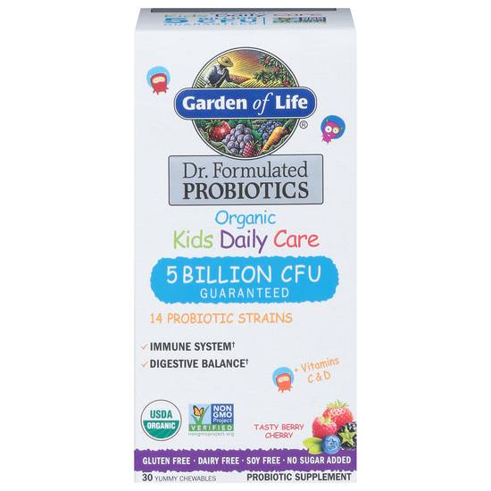 Garden Of Life Organic Kids Daily Care Tasty Berry Cherry Probiotic Chewables (30 ct)