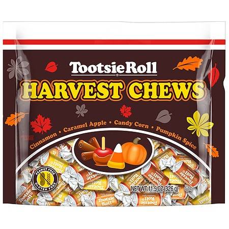 Tootsie Roll Halloween Harvest Chews Candy, Cinnamon- Caramel Apple-Candy Corn- Pumpkin Spice (11.5 oz)