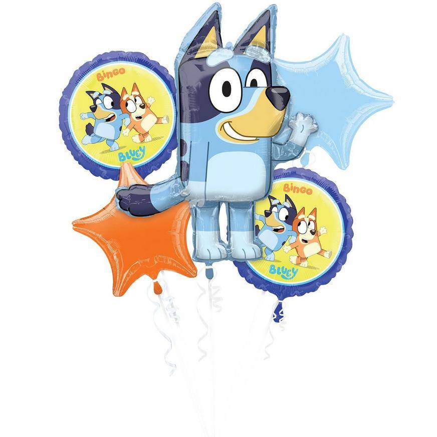 Party City Uninflated Bluey Foil Balloon Bouquet (5 ct) (unisex)