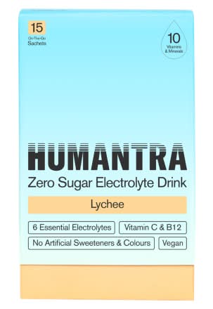 Humantra Lychee, Zero Sugar Electrolyte Powder Drink Sachets (15 x 3.9g)