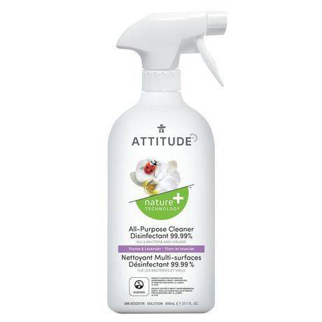 Attitude nettoyant désinfectant multi-surfaces, thym et lavande (800ml) - all purpose cleaner disinfectant 99.9% thyme & lavender (800 ml)