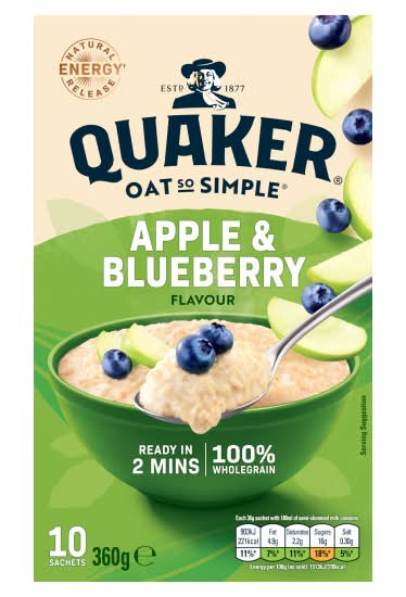 Quaker Apple-Blueberry, Oat So Simple Sachets (10 pack)