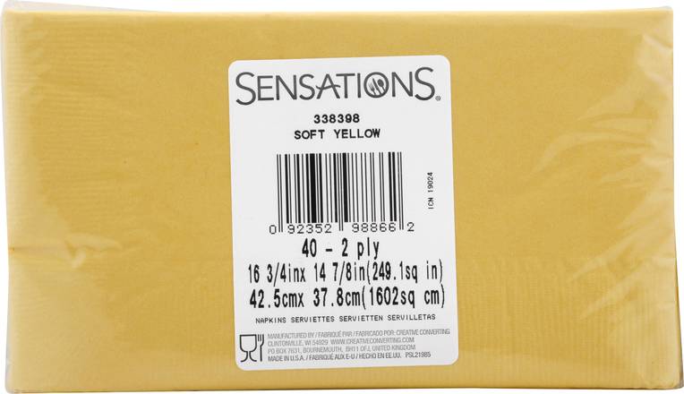 Sensations Soft Yellow 2 Ply Napkins (40 ct)
