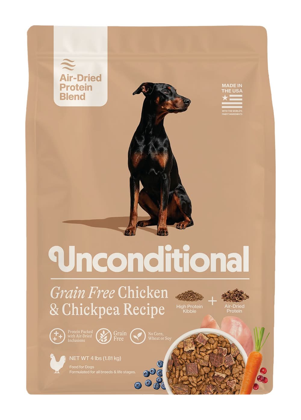 Unconditional Protein Blend Adult Dry Dog Food - Chicken (Flavor: Chicken, Size: 4 Lb)
