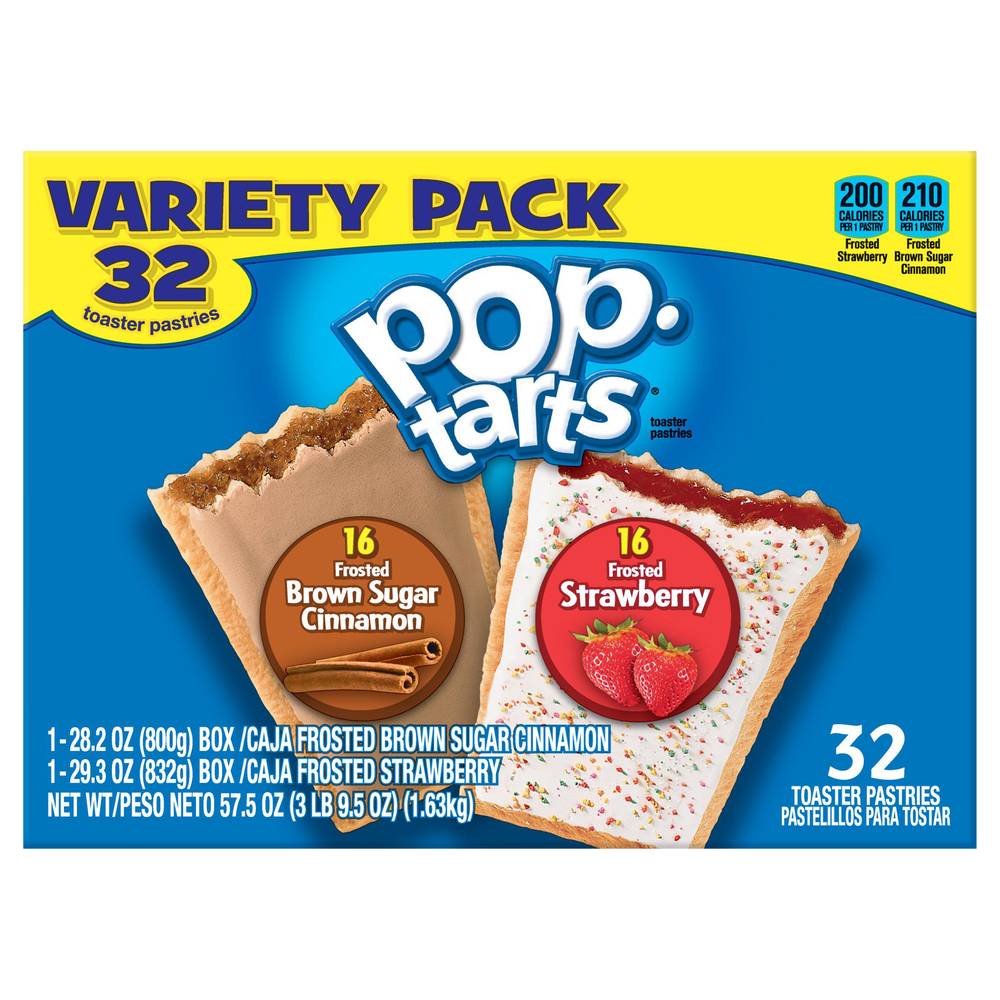 Pop-Tarts Variety pack Frosted Brown Sugar Cinnamon/Frosted Strawberry Toaster Pastries (32 ct), Strawberry-Brown Sugar-Cinnamon (57.5 oz)