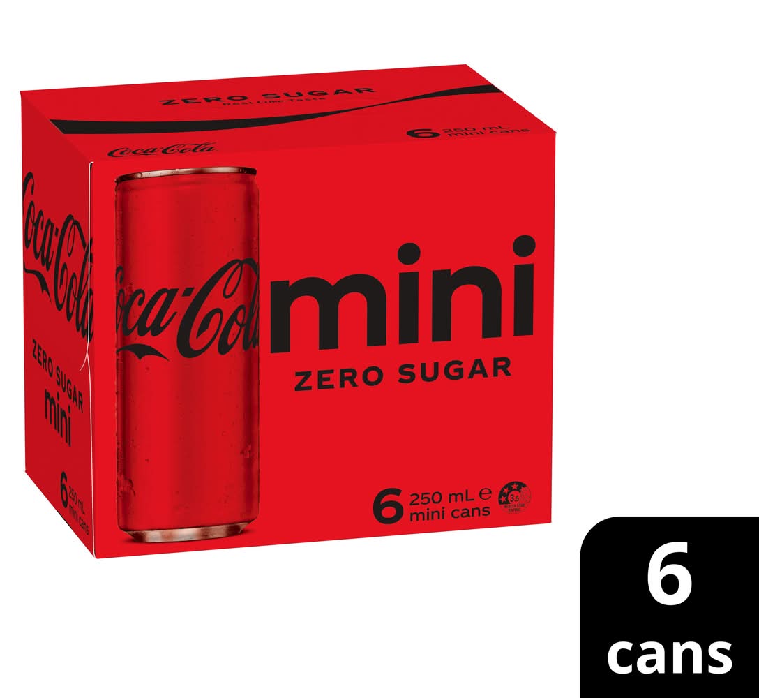 Coca-Cola Mini Zero Sugar Soda (6 x 250mL)